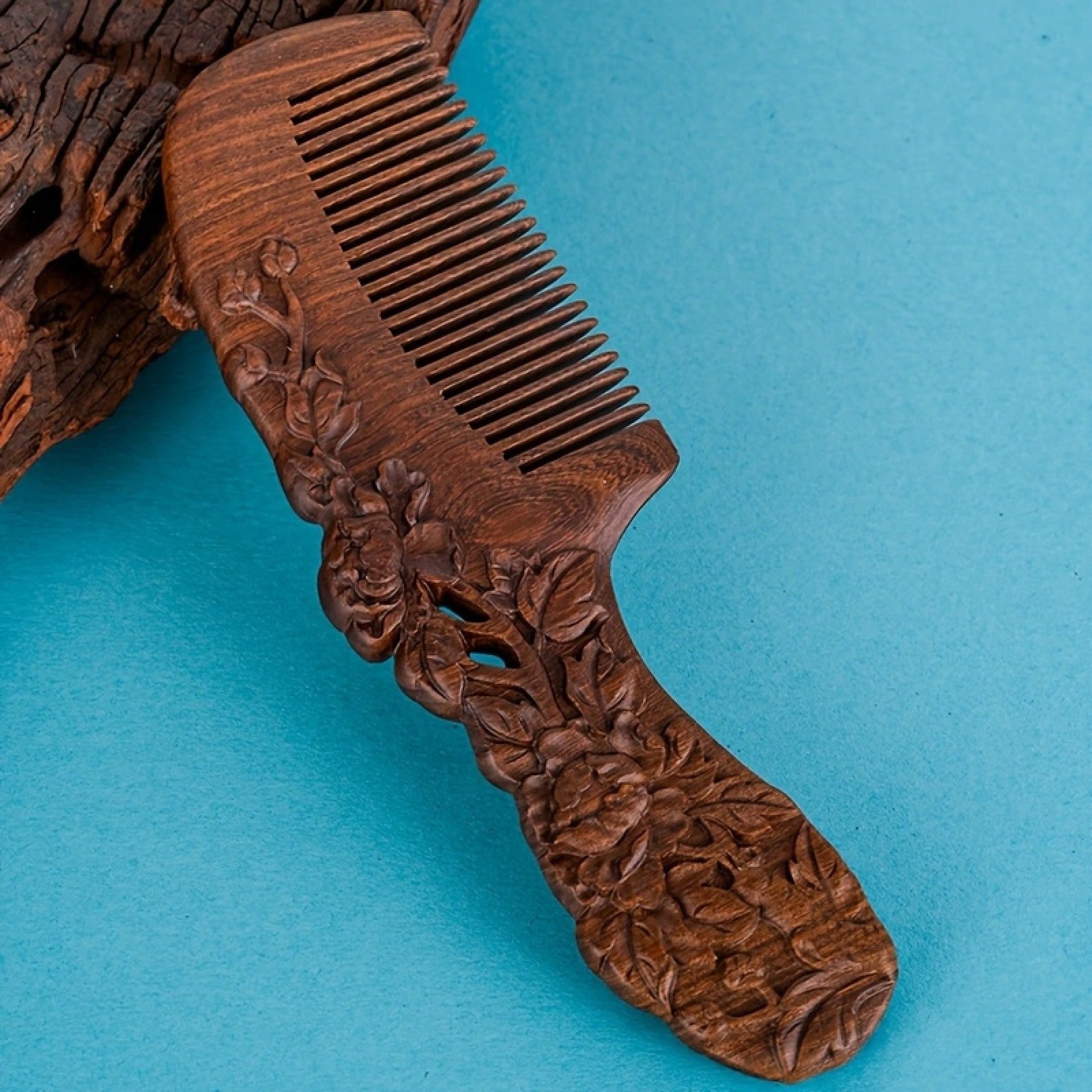 Comb Fine Tooth - Natural Solid Wood Sandalwood Comb With