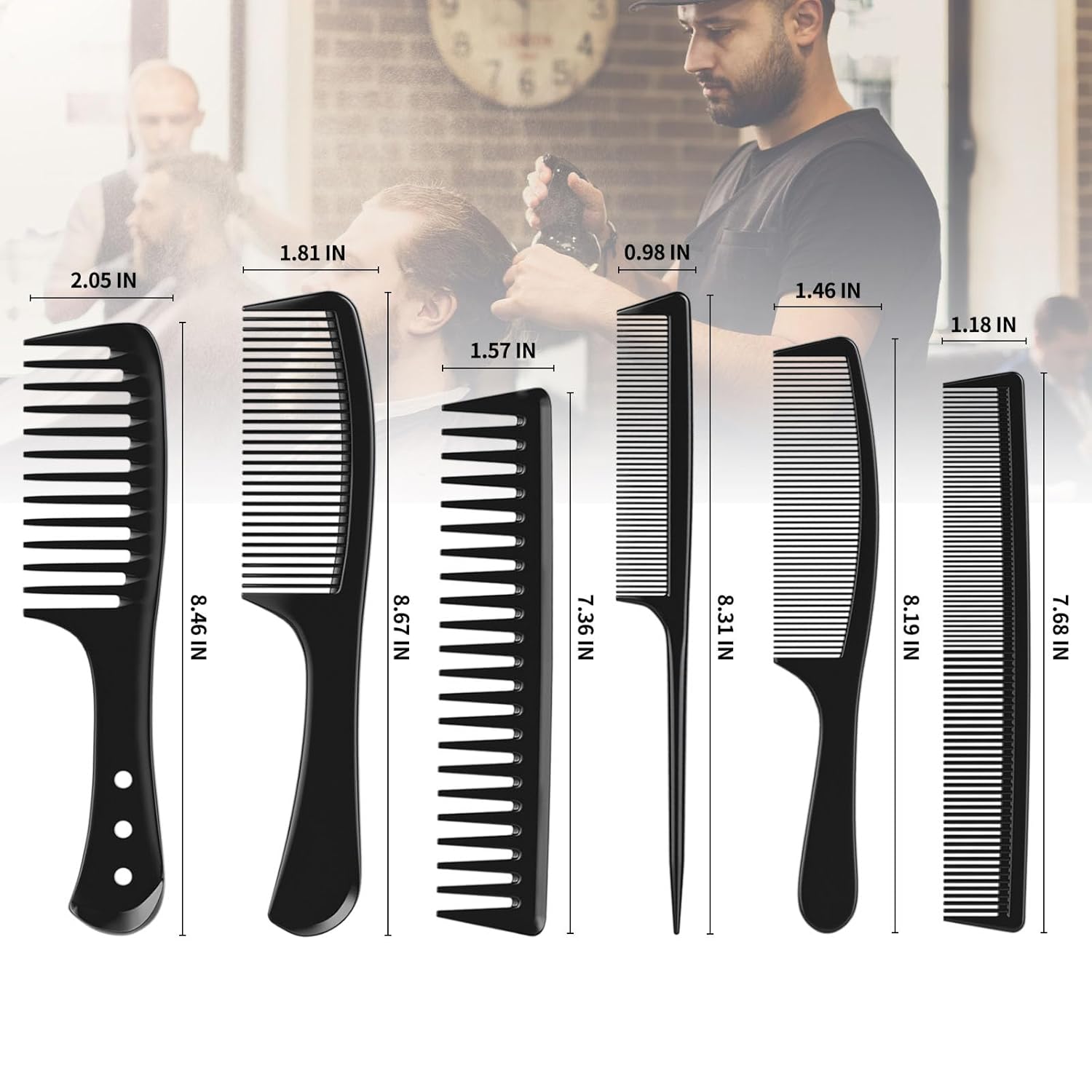6 PCS Hair Comb Set Black, Dur - مراجعة Comb Fine Tooth وسعره