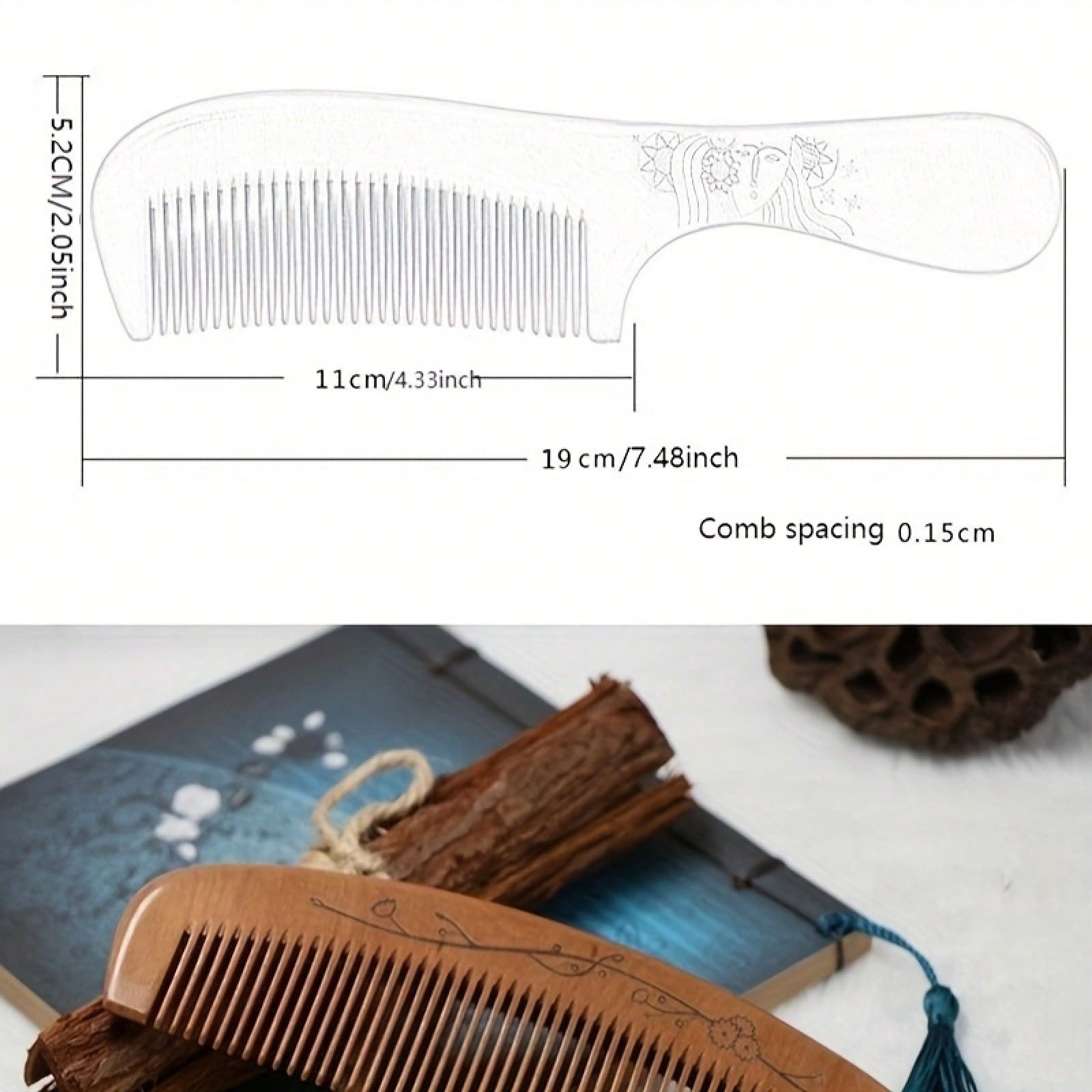Natural Solid Wood Sandalwood  - مراجعة Comb Fine Tooth وسعره